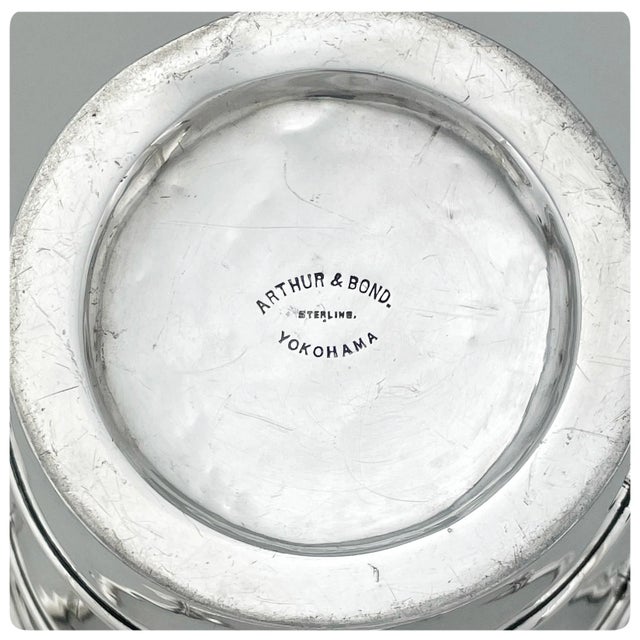1900 - 1909 Japanese Sterling Silver Cocktail or Water Pitcher / Ice Bucket / Wine Cooler in the Shape of a Bucket, Arthur and Bond, Yokohama, Circa 1900 For Sale - Image 5 of 7