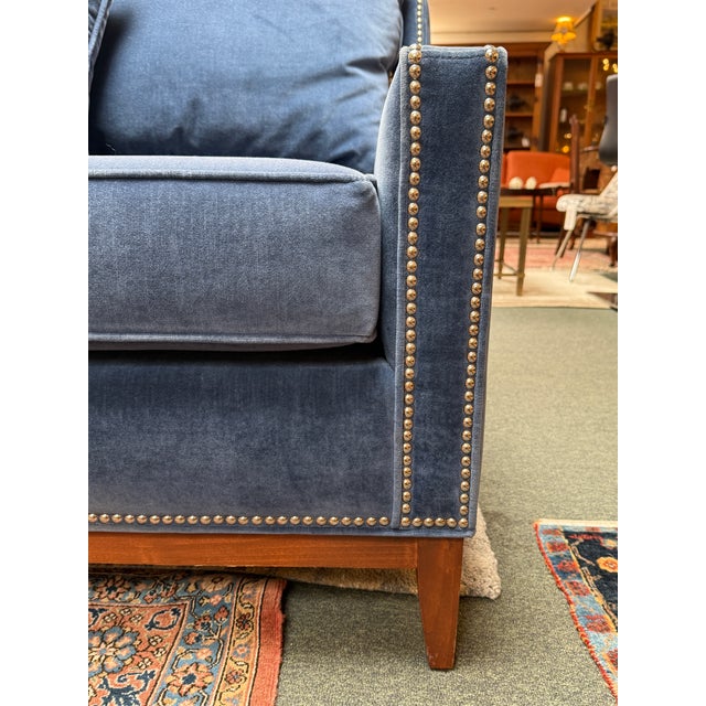 Nathan Anthony Bespoke Slope Arm Sofa, Navy For Sale - Image 12 of 14