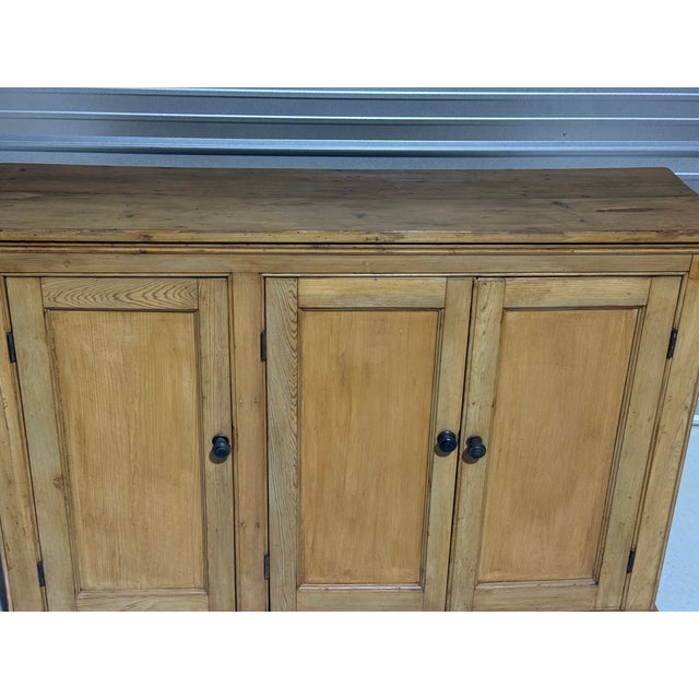 Wood Antique Pine Three Door Cupboard / Cabinet From England For Sale - Image 7 of 18