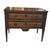 An Italian two drawer commode in the neoclassical style with square tapering legs Fruitwood with a walnut finish.