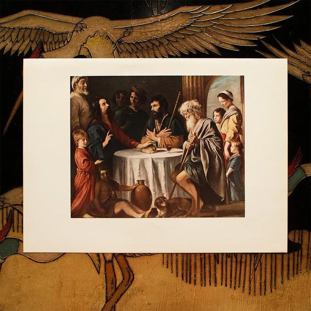Baroque 1955 After Louis Le Nain "The Pilgrims at Emmaus", Vintage Full-Color Print For Sale - Image 3 of 8