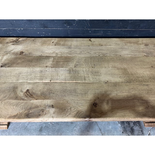 Large French Bleachers Oak Farmhouse Dining Table, 1925 For Sale - Image 4 of 17
