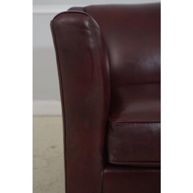 Burgundy Ethan Allen Burgundy Leather Modern Sofa For Sale - Image 8 of 18