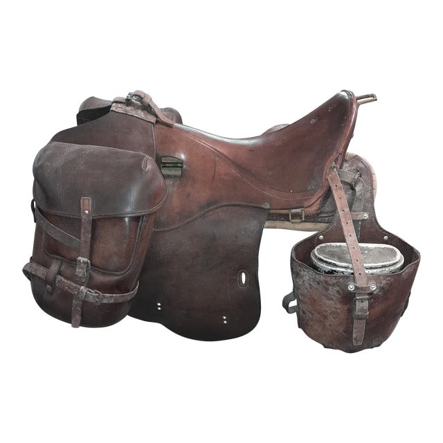 Vintage 1940s Cavalry Leather Saddle For Sale