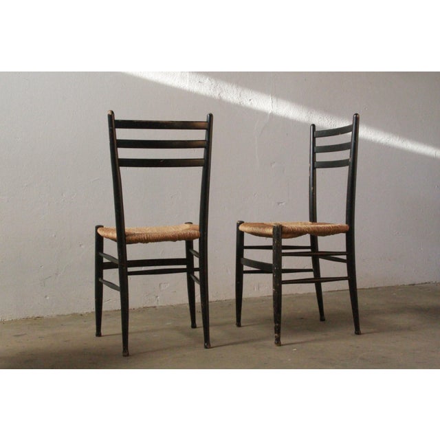 Wood Italian Papercord Dining Chairs, 1950s, Set of 4 For Sale - Image 7 of 18