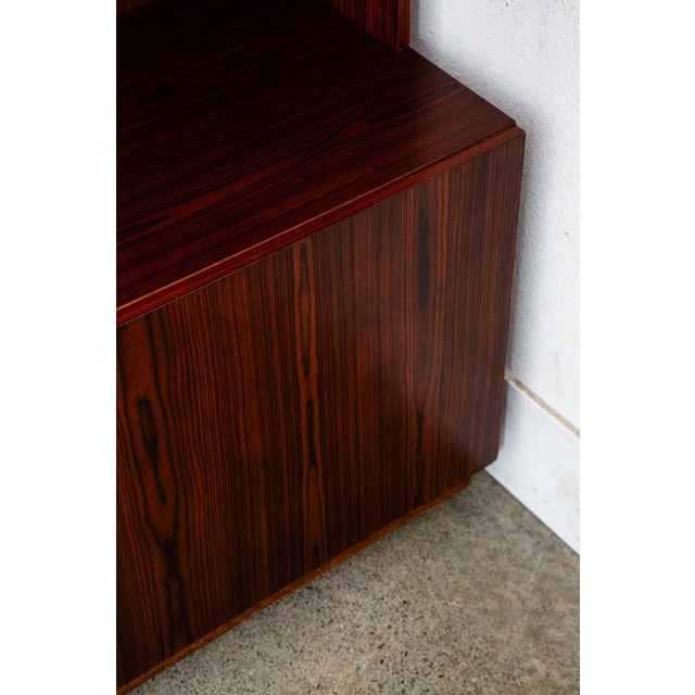 Wood Mid Century Danish Modern Cabinet Rosewood Bookshelf Shelves Metal Handles MCM For Sale - Image 7 of 12