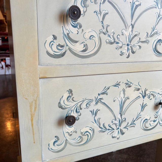 1990s 1990s Italian Hand Painted Chest of Drawers with Hidden Tray on the Top For Sale - Image 5 of 13