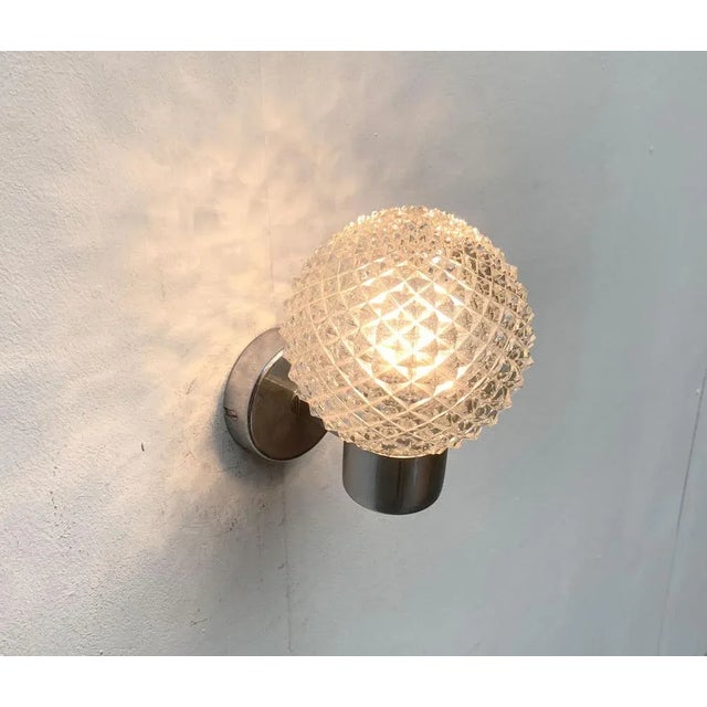 Vintage Space Age Glass and Metal Wall Lamp Sconce, 1970s, Set of 2 For Sale - Image 15 of 18