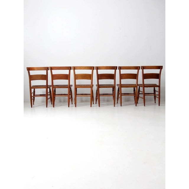 Brown Antique Rush Seat Dining Chairs Set of 6 For Sale - Image 8 of 13