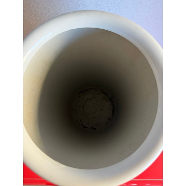 Hand Painted Postmodern 80s Ceramic Umbrella Holder Fornasetti Style Graphic Art For Sale - Image 4 of 5