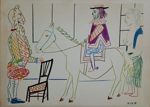Pablo Picasso, The Knight, The Nude Woman and the Valet, 1954, Lithograph