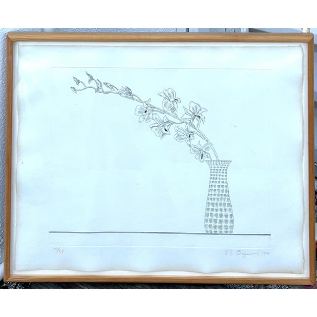 1970s Ed Baynard, Zen Minimalist Flowers Etching American Modernist Ed Baynard Pop Art Print For Sale - Image 5 of 6