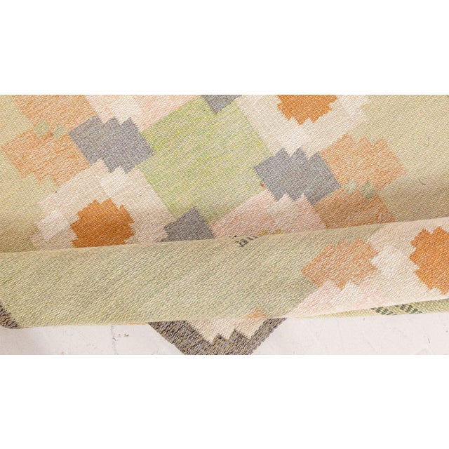 Mid 20th Century Doris Leslie Blau Vintage Swedish Flat Woven Rug by Ingegerd Silow For Sale - Image 5 of 9