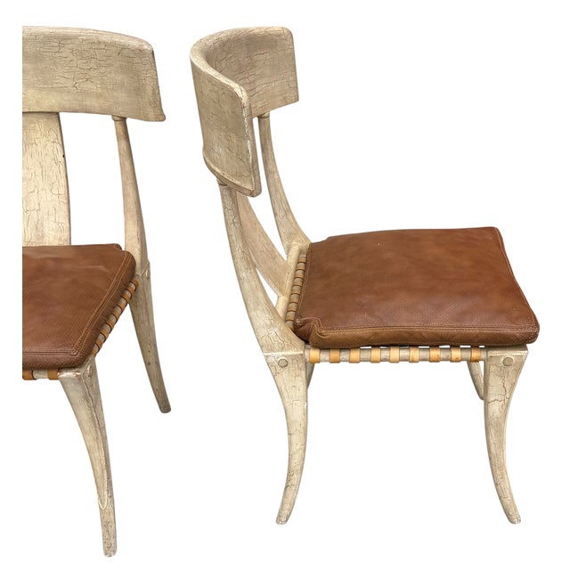 Mid-Century Modern Pair of Klismos Chairs Attr to t.h. Robsjohn-Gibbings For Sale - Image 3 of 4