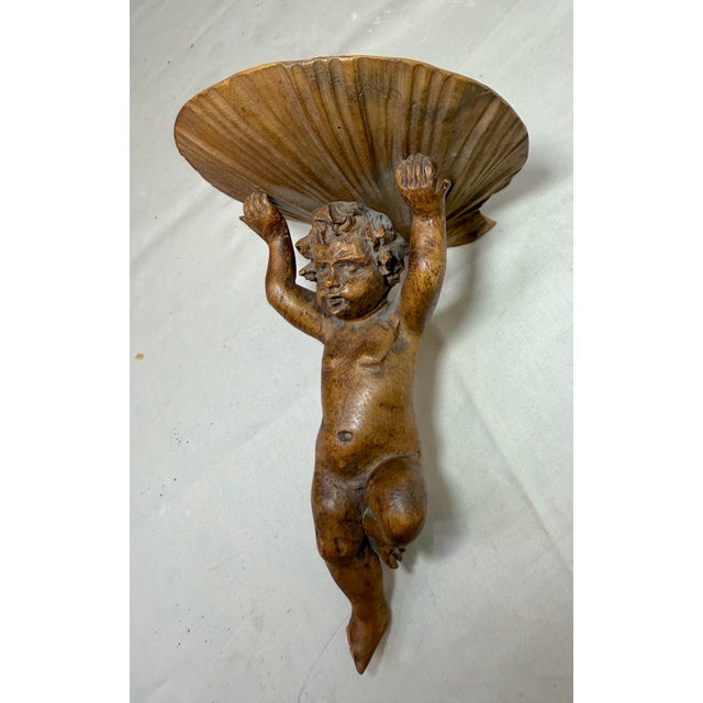 Antique Hand Carved 19th Century Victorian Putti Cherub Wall Shelf Sculpture For Sale - Image 4 of 11