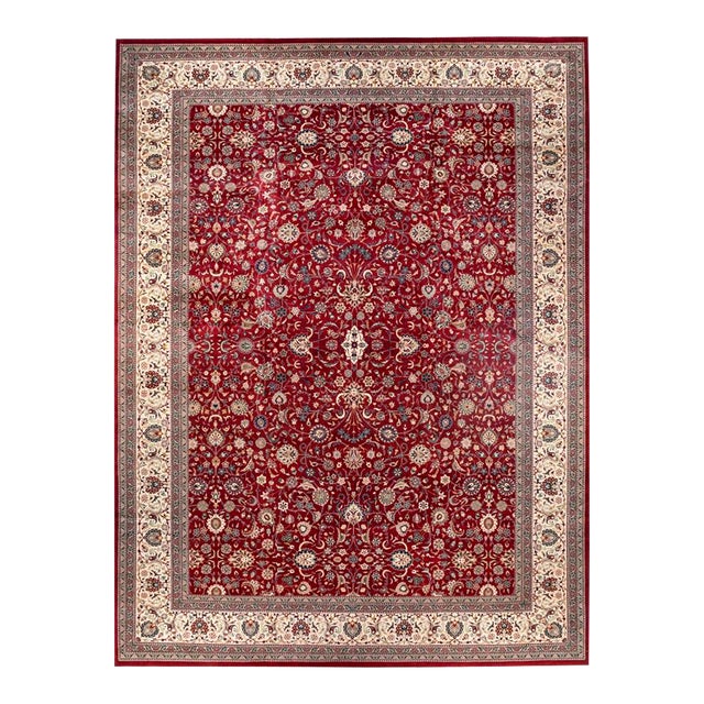 Mogul, One-of-a-Kind Hand-Knotted Area Rug in Red , 12' 5" x 17' 0" For Sale