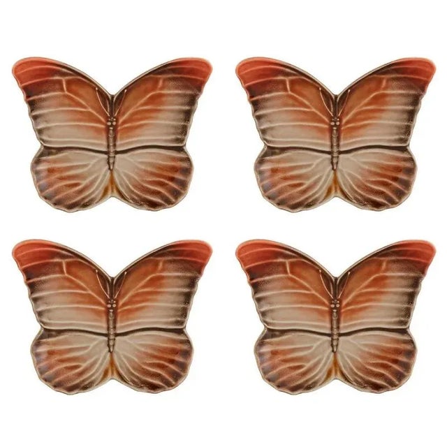 Contemporary Bordallo Pinheiro Cloudy Butterflies By Claudia Schiffer Bread and Butter Plates, Set of 4 For Sale - Image 3 of 3