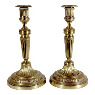 French Brass Large Candlesticks For Sale