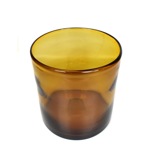 Mid-Century Modern Mid 20th Century Handblown Amber Glass Cylinder Shape Vase For Sale - Image 3 of 6