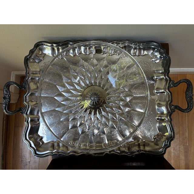 Elevate your tabletop presentation with this exquisite two-piece vintage serving vignette. Perfect as an elegant holiday...