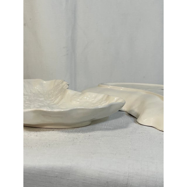 Spode Vintage Spode Imperial Fantasy Cabbage Leaf Crescent Plate - a Pair For Sale - Image 4 of 9