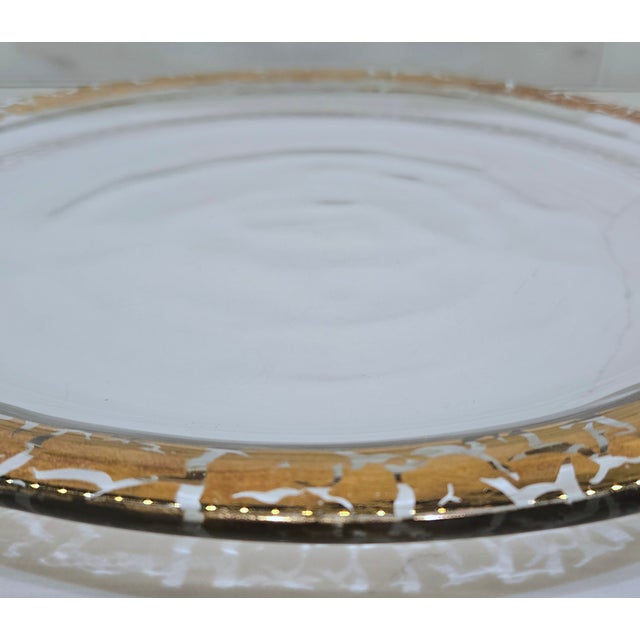 Vintage 14" Gold Crackle Rim Centrifugal Glass Charger / Centerpiece For Sale - Image 4 of 6