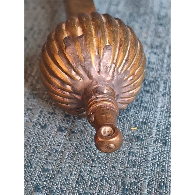 Historic 19th C Brass Torah Pointer Heavy 131g Yad 11" European Judaica Repair For Sale - Image 11 of 15