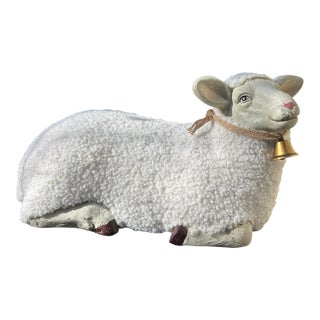 Mid Century Recumbent Papier Mache Sheep Sculpure For Sale