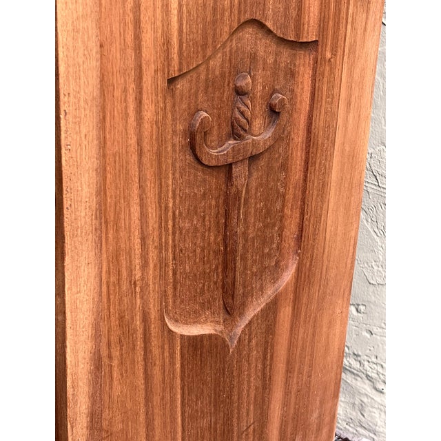 Early 20th Century Early 20th Century Spanish Gothic Style Walnut Entry Wardrobe with Five hangers and carvings For Sale - Image 5 of 18