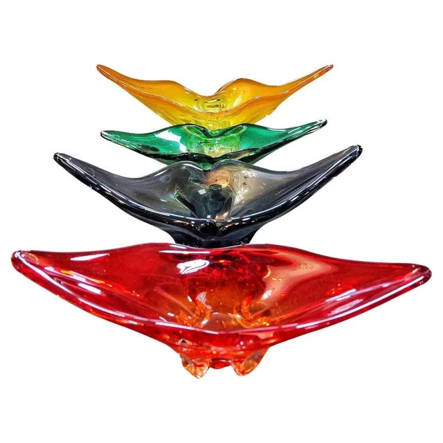 Decorative Glass Fruit Bowls attributed to Josef Hospodka, Former Czechoslovakia, 1970s, Set of 4 For Sale - Image 10 of 10