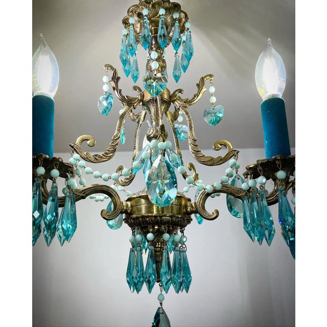Turquoise Petite Spanish Frame Chandelier by Karen Curtis For Sale In New York - Image 6 of 12