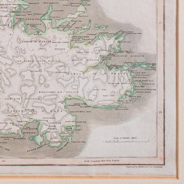Large Antique Caribbean Map, Guadeloupe, Antigua, Scottish, Framed, Georgian For Sale - Image 9 of 12