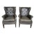 Pair of Hooker Furniture Faux-Leather Army-Green/Gray Maya Chairs For Sale