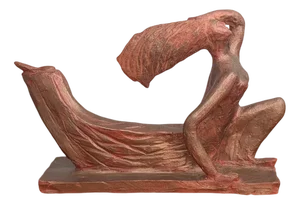 Art Deco Style Terracotta Sculpture of a Slender Woman, 1990