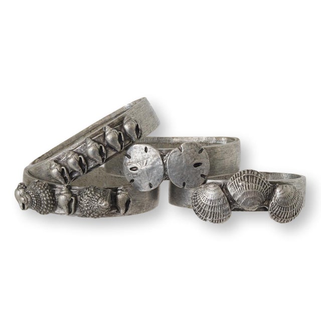 1990s Pewter Seashell Napkin Rings (Set of 6) For Sale - Image 5 of 5