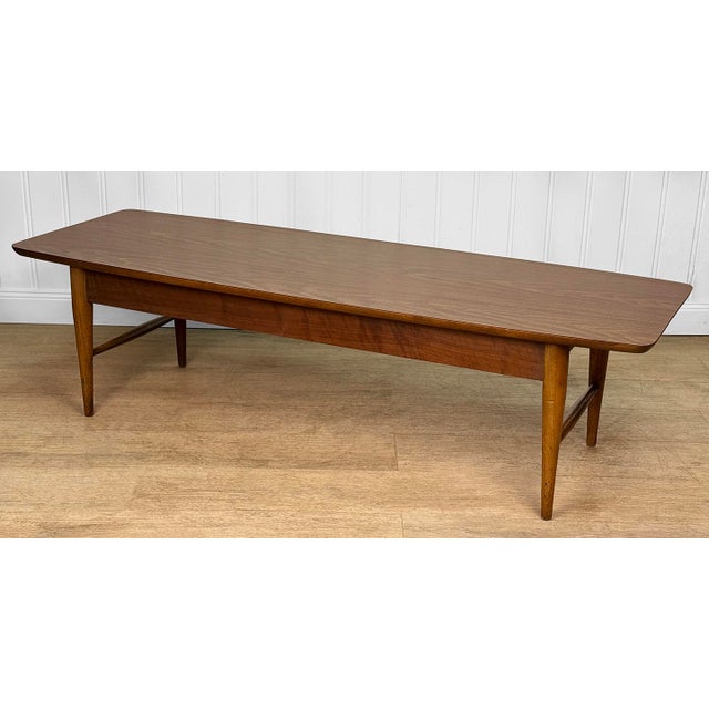 Mid 20th Century Mid-Century Walnut Surfboard Cocktail Coffee Table by Lane For Sale - Image 5 of 14