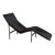 Black Leather Chaise Lounge With Tubular Metal Frame Mid-Century Modern 1970s For Sale