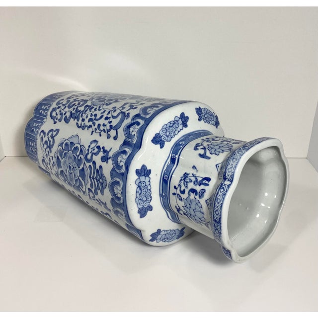 1970s Blue & White Chinese Umbrella Stand Chairish