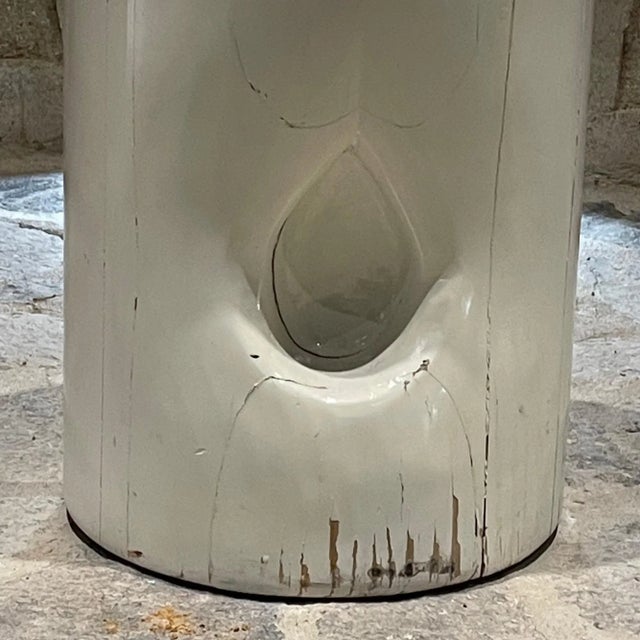 For your consideration, 1970s Patinated Stool Solid Pine Wood Painted White No label acquired in Mexico City. Inspired by...