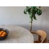 One of a kind Postmodern Italian designer 1970s off white round Solid travertine dining table with sculptural pedestal...