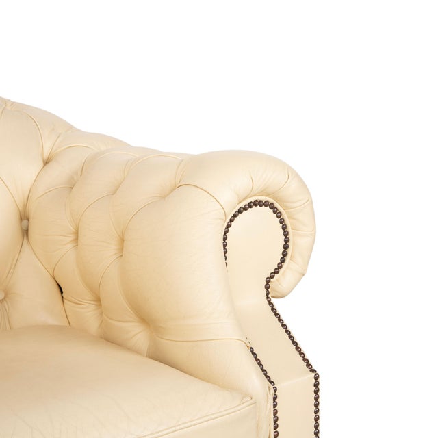 Vintage Chesterfield Centurion Leather Armchair in Cream For Sale - Image 3 of 17