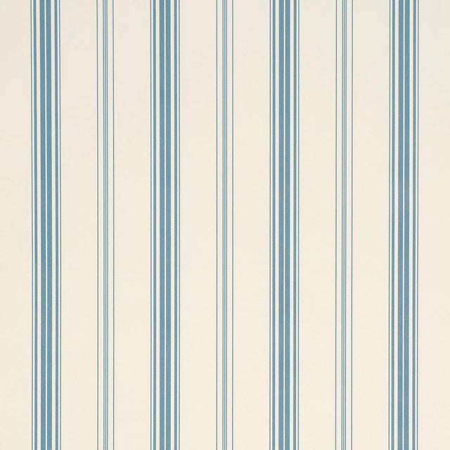 Schumacher Coco Stripe Wallcovering In Delft For Sale In New York - Image 6 of 6