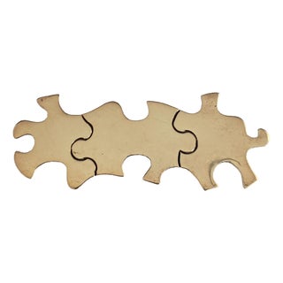 Post Modernist Signed Taxco Sterling Puzzle Pieces Brooch Pin For Sale