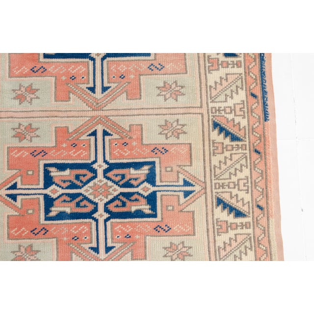 1960s Bold Geometric Medallions in Terracotta & Navy Rug For Sale - Image 6 of 10