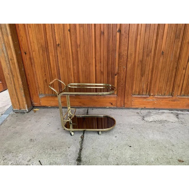Regency Brass 2-Tier Bar Cart, 1960s For Sale - Image 9 of 9
