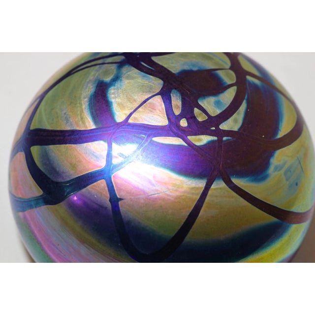 Large Vintage Hand Blown Aurene Iridescent Studio Art Glass G. Levy Paperweight For Sale In New York - Image 6 of 12