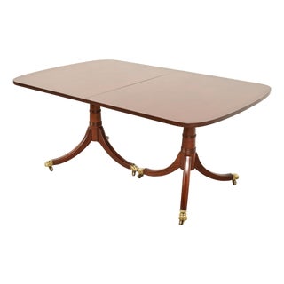 Kittinger Georgian Banded Mahogany Double Pedestal Dining Table, Newly Refinished For Sale