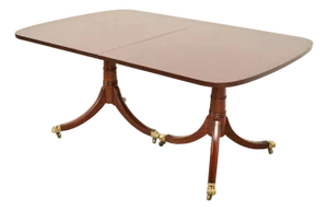 Kittinger Georgian Banded Mahogany Double Pedestal Dining Table, Newly Refinished