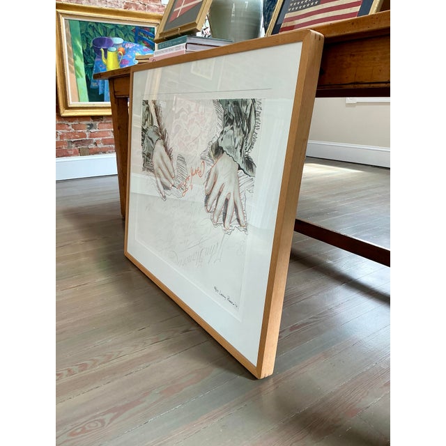 Abstract Expressionism 1970s Larry Rivers Big B Signs Up Ben Franklin Bicentennial Lithograph in Wood Frame For Sale - Image 3 of 5