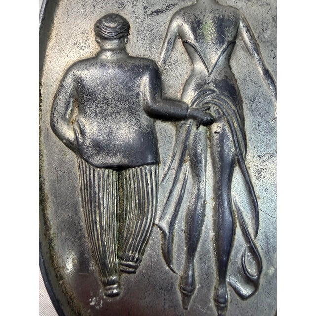 Vintage Naughty Risque Speakeasy Double Sided Figural Metal Ashtray For Sale - Image 9 of 10
